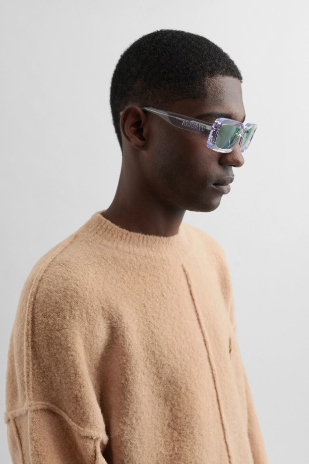 Arena Rechthoekige Zonnebril Transparant Groen Axel Arigato