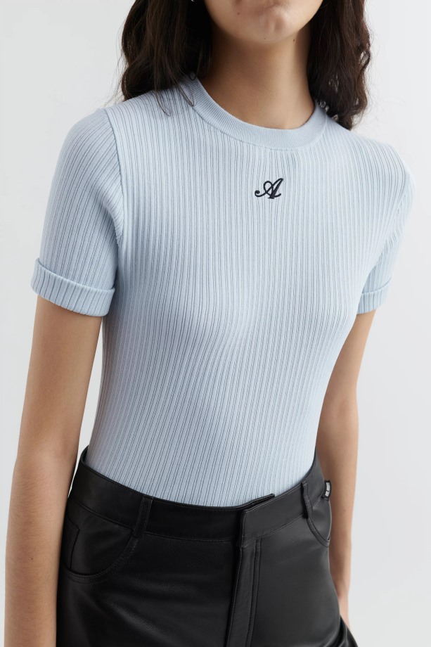 Axel Arigato Honor Knit T-shirt Lichtblauw