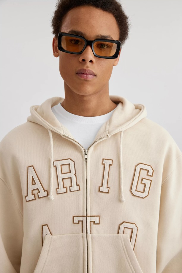 Legend Hoodie Met Rits Lichtbeige Axel Arigato