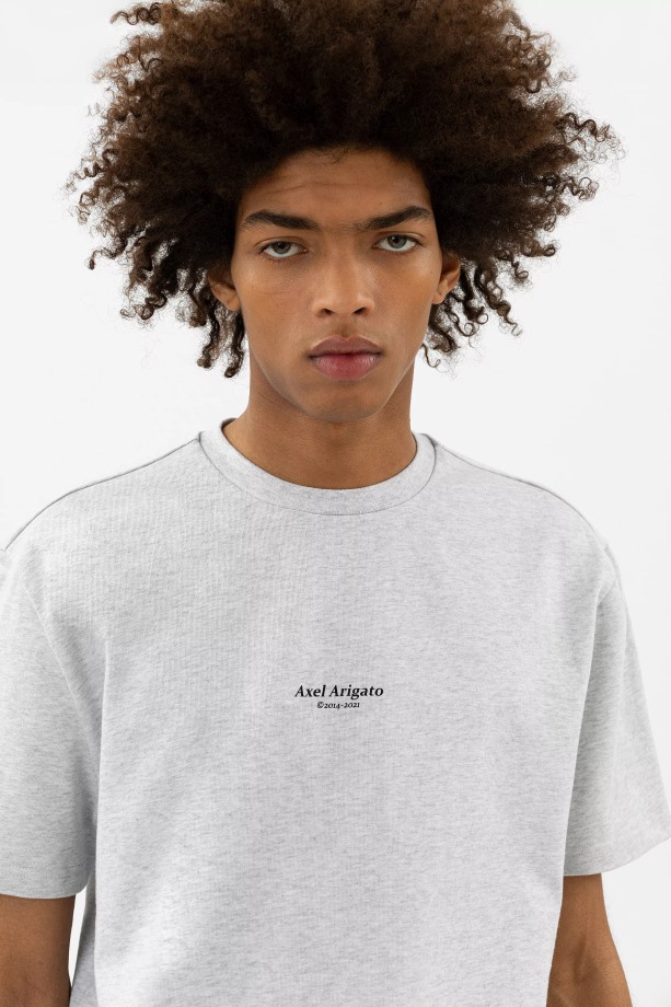 Axel Arigato Focus Logo T-shirt Lichtgrijs Mﾨﾦlange