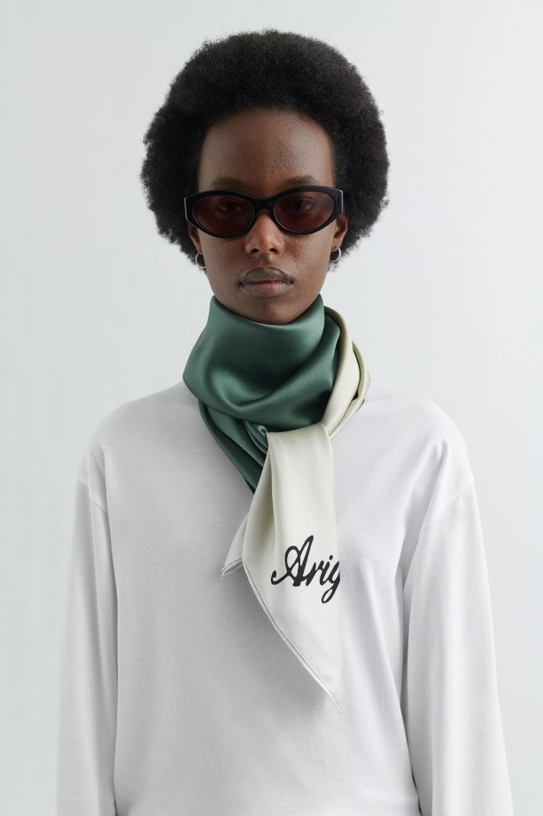 Prisma Zijden Sjaal Belgisch Blok Donkergroen Axel Arigato