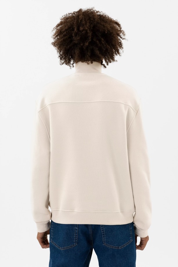 Axel Arigato Focus Sweatshirt Met Halve Rits Lichtbeige