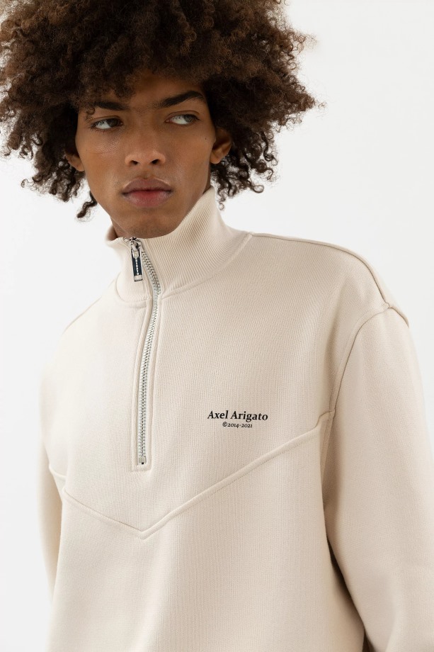 Axel Arigato Focus Sweatshirt Met Halve Rits Lichtbeige