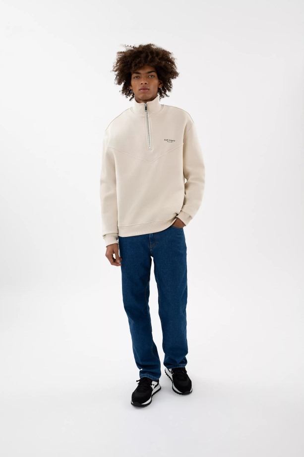 Axel Arigato Focus Sweatshirt Met Halve Rits Lichtbeige