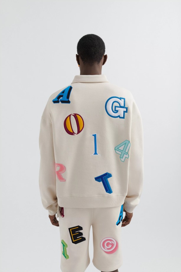 Axel Arigato Lichtbeige Inferno Monogram Polosweatshirt